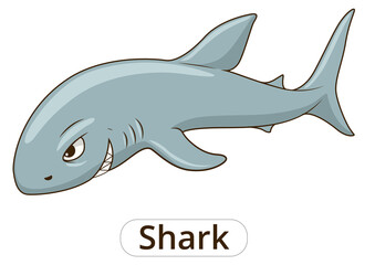 Shark sea animal fish cartoon colorful PNG illustration for children