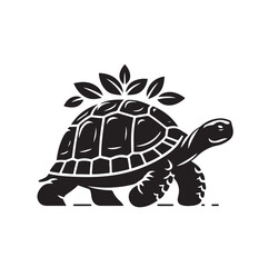 black vector illustration of a tortoise logo icon in silhouette. Perfect for branding, logos, or minimalist designs.