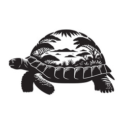 black vector illustration of a tortoise logo icon in silhouette. Perfect for branding, logos, or minimalist designs.