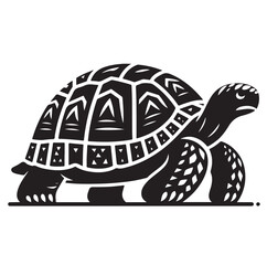 black vector illustration of a tortoise logo icon in silhouette. Perfect for branding, logos, or minimalist designs.