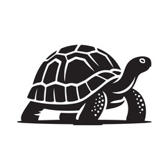 black vector illustration of a tortoise logo icon in silhouette. Perfect for branding, logos, or minimalist designs.