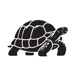 black vector illustration of a tortoise logo icon in silhouette. Perfect for branding, logos, or minimalist designs.