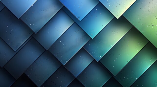 Abstract composition with overlapping blue and green gradient squares. Digital artwork. Modern and tech concept. Design for poster, wallpaper, print, banner.
