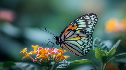 Obraz premium butterfly in beautiful colours on flower . in spring 