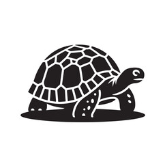 black vector illustration of a tortoise logo icon in silhouette. Perfect for branding, logos, or minimalist designs.
