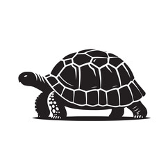 black vector illustration of a tortoise logo icon in silhouette. Perfect for branding, logos, or minimalist designs.