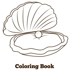 Coloring book oyster fish cartoon PNG educational illustration