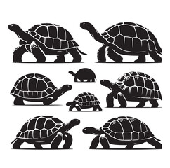 black vector illustration of a tortoise logo icon in silhouette. Perfect for branding, logos, or minimalist designs.
