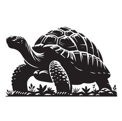 black vector illustration of a tortoise logo icon in silhouette. Perfect for branding, logos, or minimalist designs.