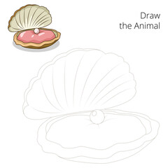 Draw the oyster educational game PNG illustration