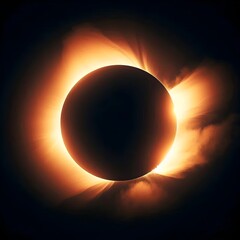 Solar Eclipse, black background 