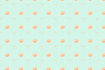 Cute hand drawn trendy seamless flowers print with bow. Modern cartoon style pattern. Fabric print, Wallpaper, Doodle style. Vector.