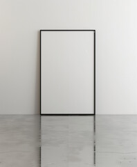 Stylish empty frame on white wall mockup