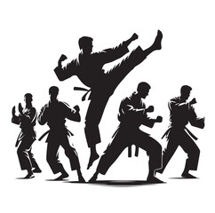 Set of Martial Arts Silhouette Vector Design