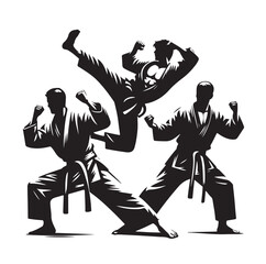 Set of Martial Arts Silhouette Vector Design