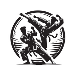 Set of Martial Arts Silhouette Vector Design