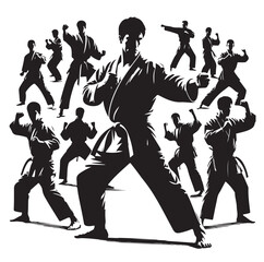 Set of Martial Arts Silhouette Vector Design