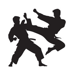 Set of Martial Arts Silhouette Vector Design