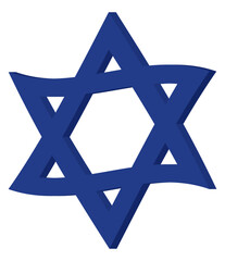 Magen David, vector. Jewish star, National symbol of Israel, wavy form, 3D