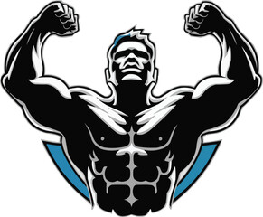Fototapeta premium bodybuilder logo icon silhouette vector style art illustration 