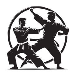 Set of Martial Arts Silhouette Vector Design
