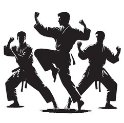 Set of Martial Arts Silhouette Vector Design