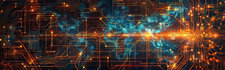 3d illustration of detailed virtual planet Earth. Technological digital globe world. AI generated illustration