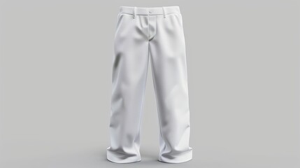 3D illustration of plain long white trousers ideal for showcasing new branded products suitable for various lifestyles work or sports