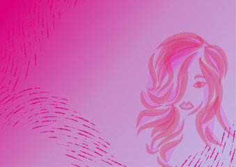 Donna stilizzata - disegno astratto - colore sfumato rosa - sfondo - slide - grafica vettoriale festa della donna - femminile - ideale per biglietto , presentazione, sublimazione, banner	