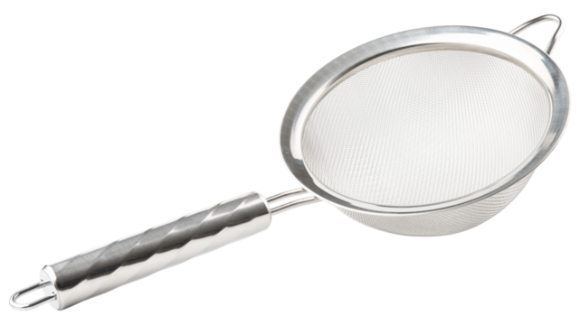 Fine mesh strainer. Stainless steel fine mesh strainers for kitchen. Colander skimmer with handle. Metal sieve sifters for food, rice, oil, noodles, fruits, vegetable. Tea strainer. New kitchenware 