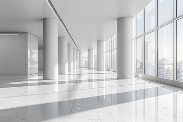 Fototapeta premium Spacious Industrial Loft with City View