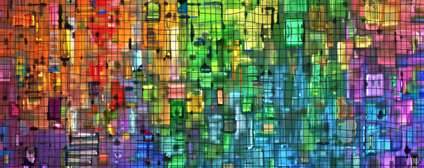 Colorful Abstract Grid: Modern Digital Art