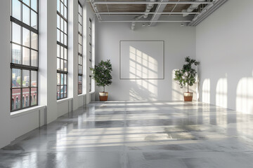 Fototapeta premium Spacious Industrial Loft with City View