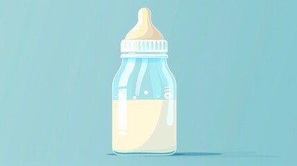 Cartoonstyle vector illustration of a baby milk bottle with white drink a dairy product for newborns isolated on white