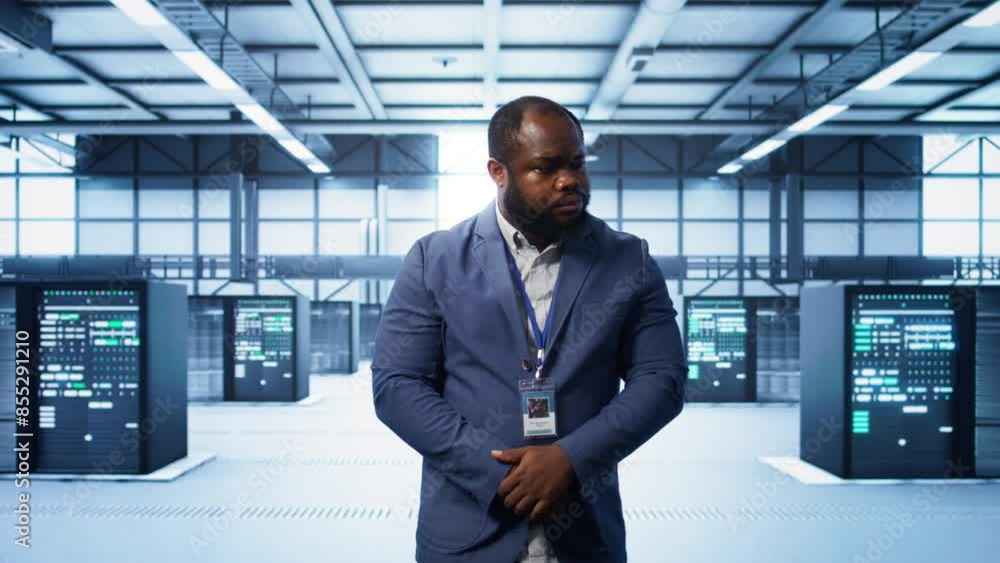 Poster it expert managing data center with advanced technology, ensuring cybersecurity and efficient networ