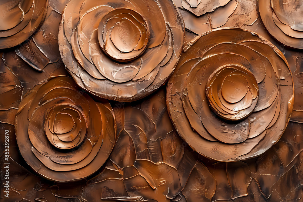 Poster abstract 3d texture design with brown metallic circles creating a modern and artistic decorative bac