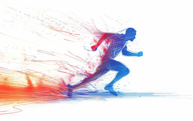 Sprinter with Red and Blue Streaks