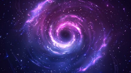 Obraz premium Transparent vector nebula background with galaxy stars Abstract cosmic light in spiral Milky Way with realistic Andromeda glow black hole and glittering purple twist illusion