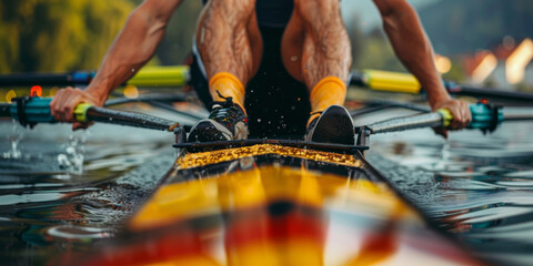 Obraz premium Rowers in Action with Water Splashes