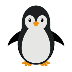 Fototapeta premium cute and simple vector illustration of a penguin standing upright.