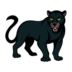 Obraz premium fierce vector illustration of a black panther in a prowling stance.