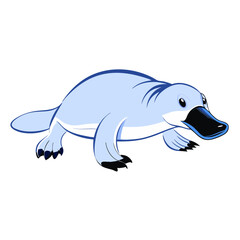  whimsical vector illustration of a blue platypus with a friendly expression.
