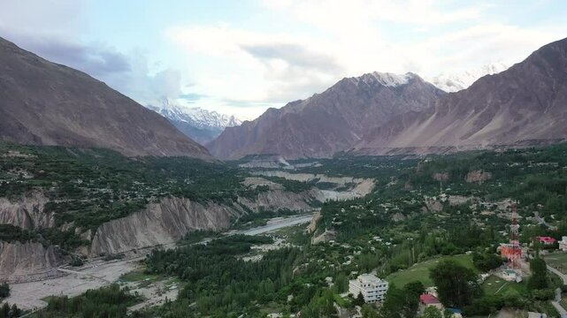 Flying towards Rakaposhi over Hunza Valley