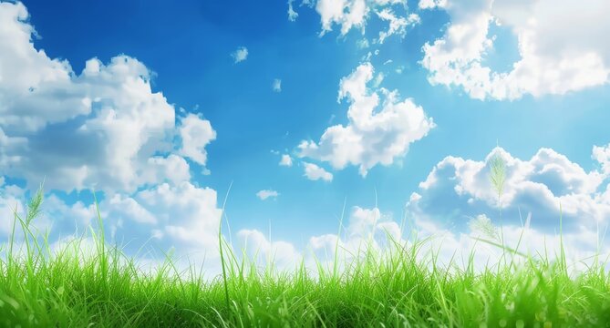 c&eacute;sped verde y cielo azul
