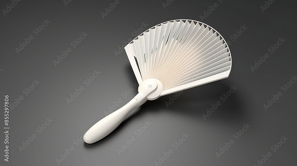 Poster unique and creative design of a portable fan. it has a shape of a hand fan, which makes it easy to c