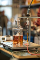 Detailed Science Fair Experiment with Laboratory Equipment and Measurement Observations