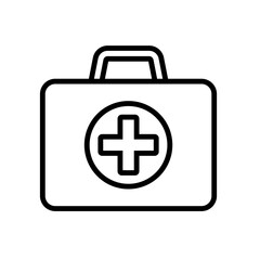 First aid box icon, medical briefcase line icon.