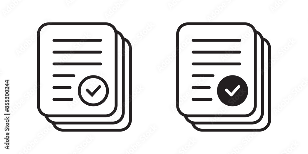 Poster document with check mark icon. compliance document icon. approved process. checkmark business concep