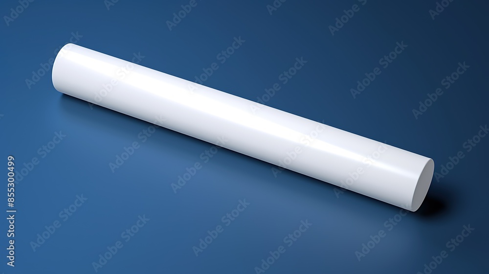 Poster 3d rendering of a simple white cylinder on a blue background. the cylinder is smooth and featureless