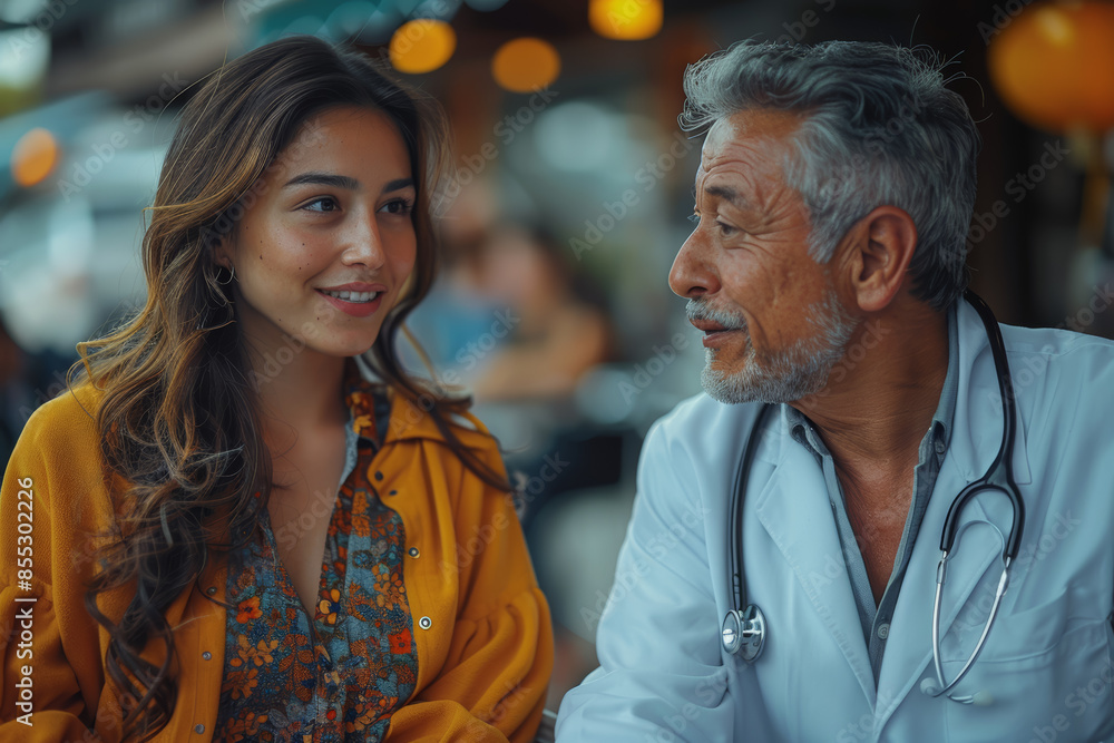 Wall mural a doctor consulting with a patient, emphasizing healthcare. concept of medicine and compassion. gene